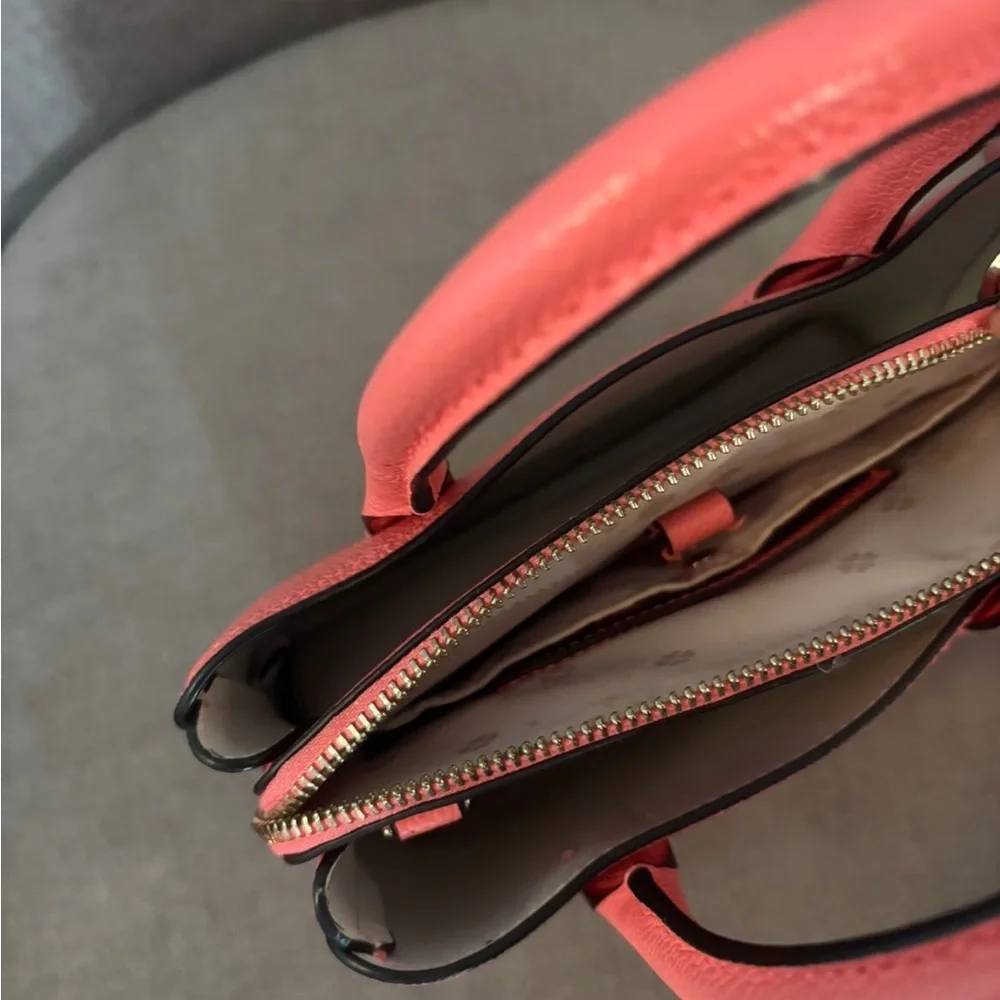 kate spade coral pink leather satchel